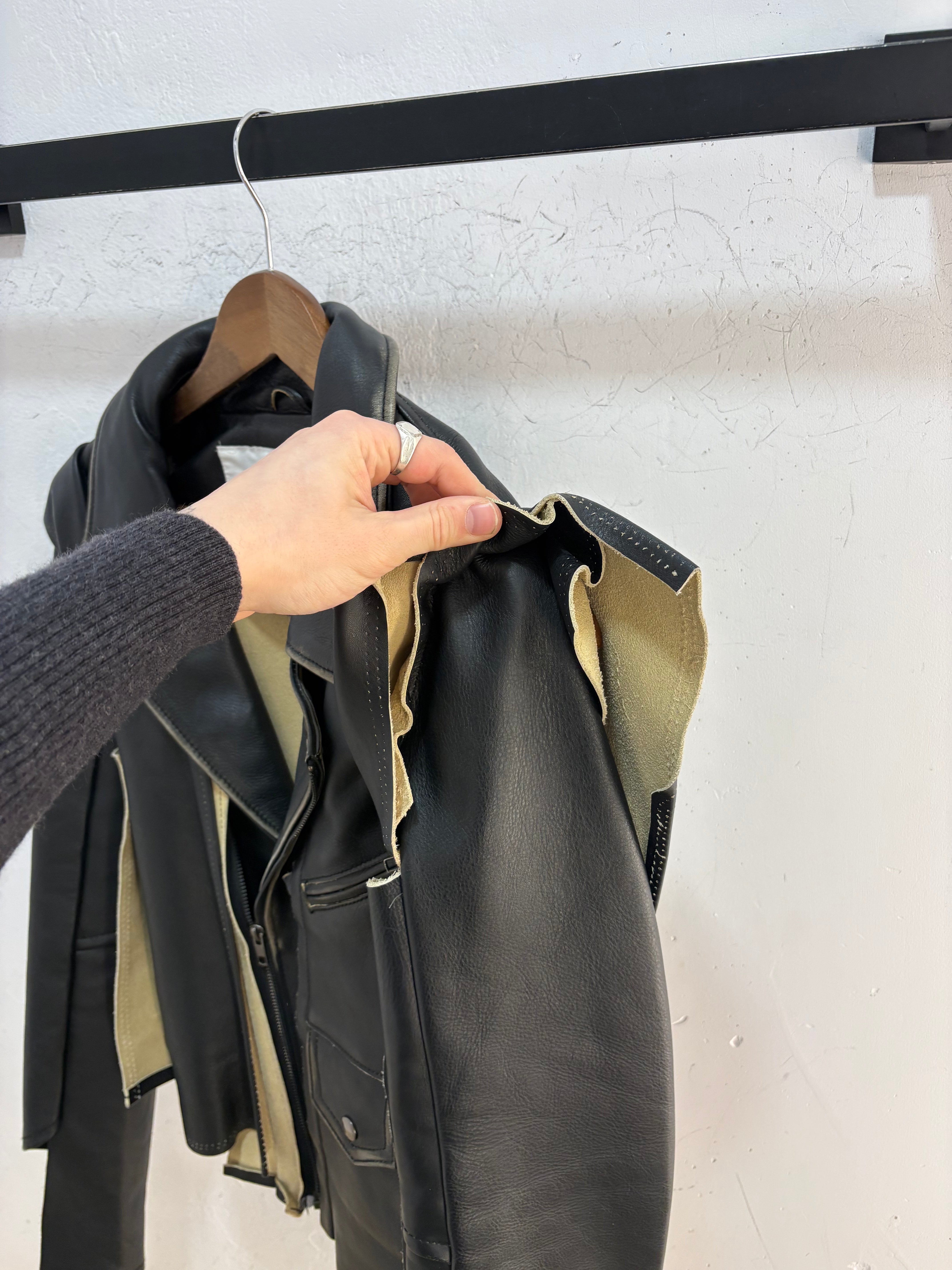 H&M x Maison Margiela deconstructed leather jacket - size XXS womens