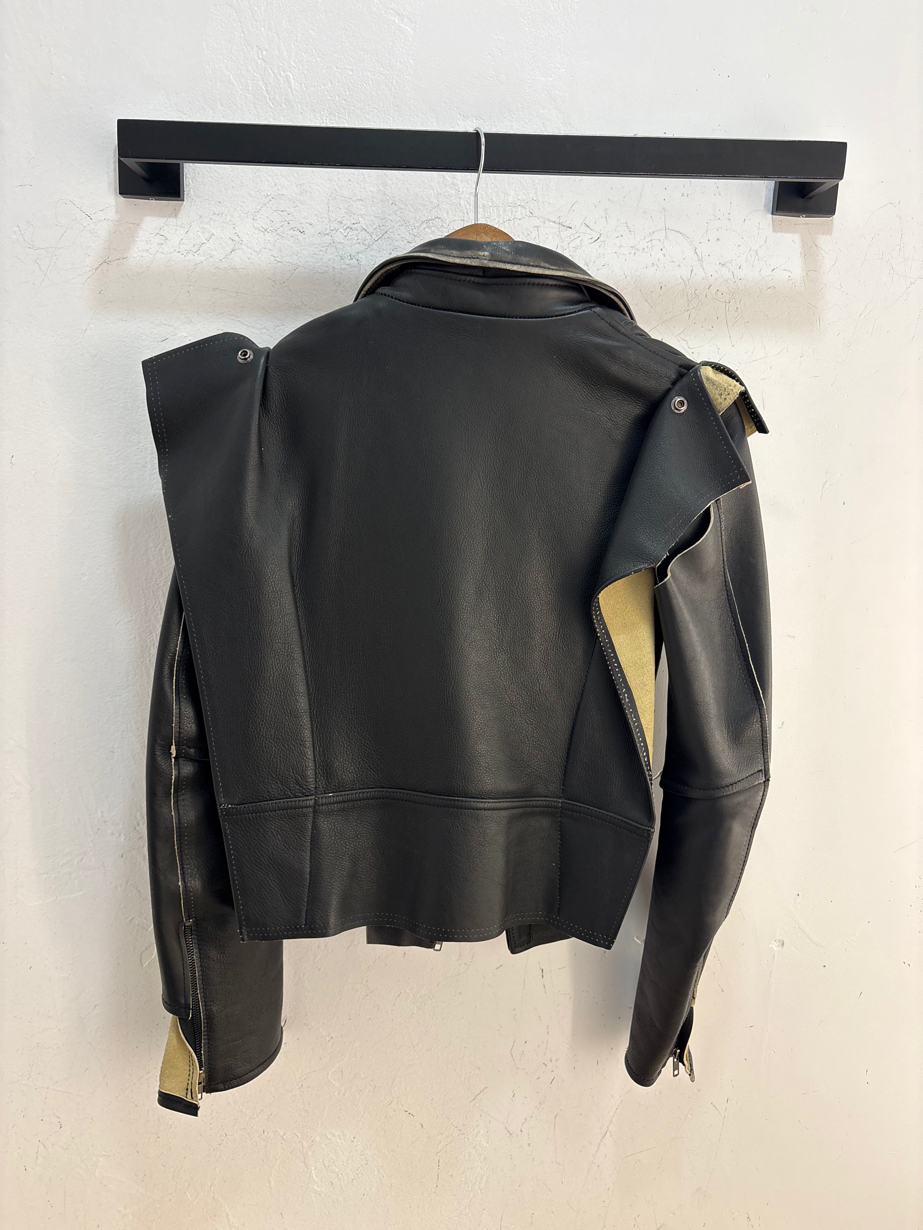 H&M x Maison Margiela deconstructed leather jacket - size XXS womens