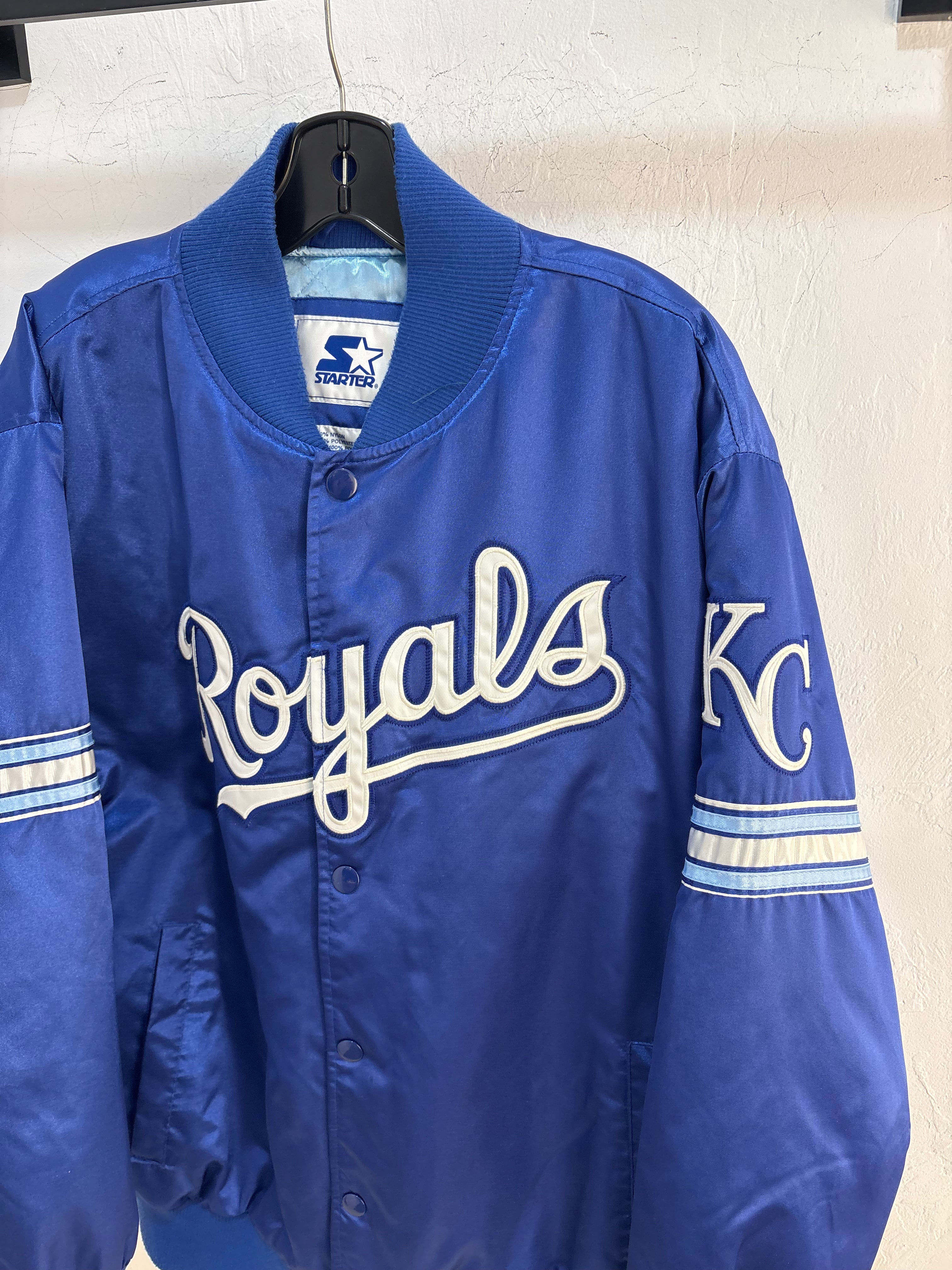 90s Starter KC Royals satin bomber jacket - size XXL