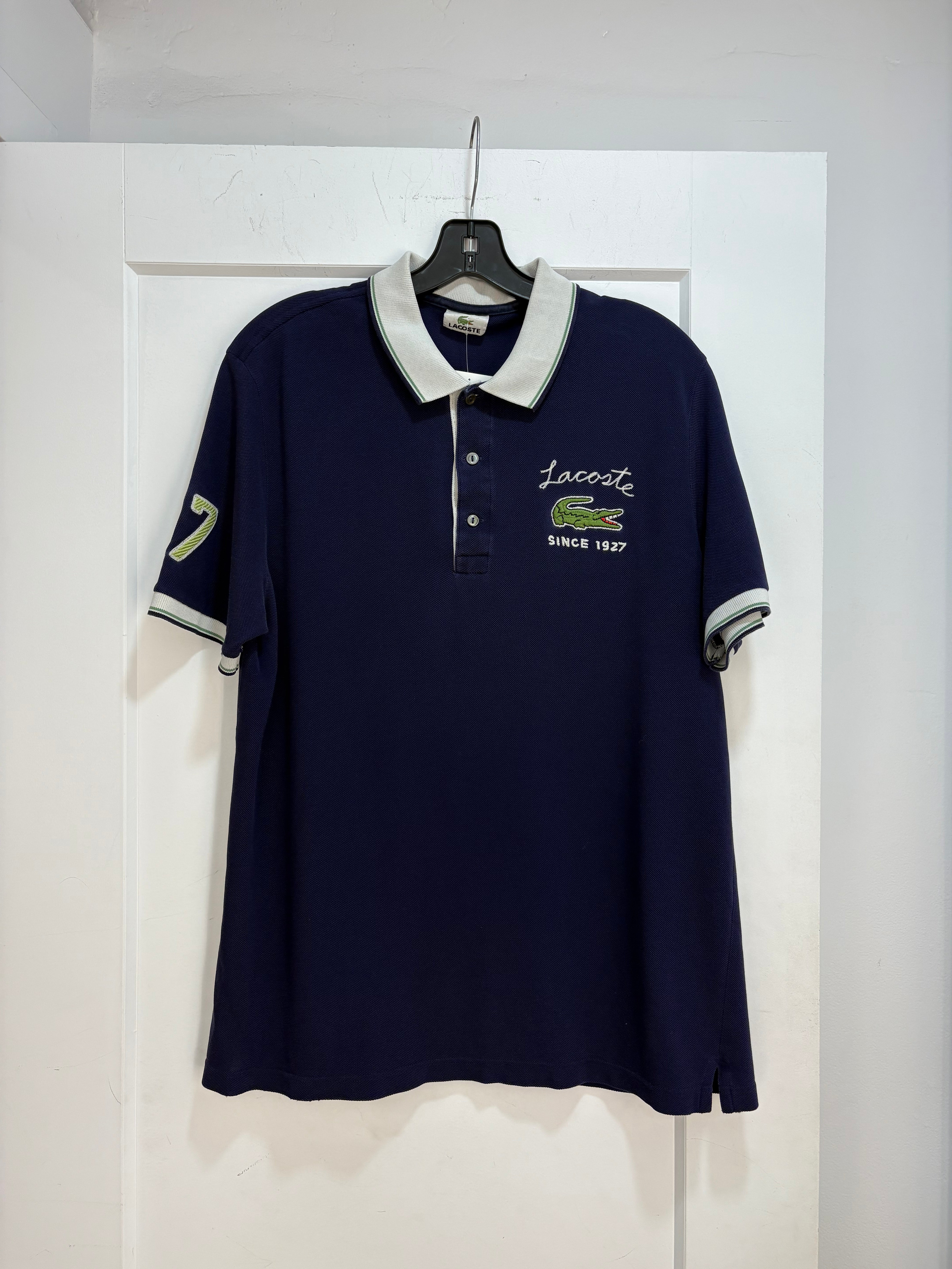 Lacoste Navy big alligator polo - size L