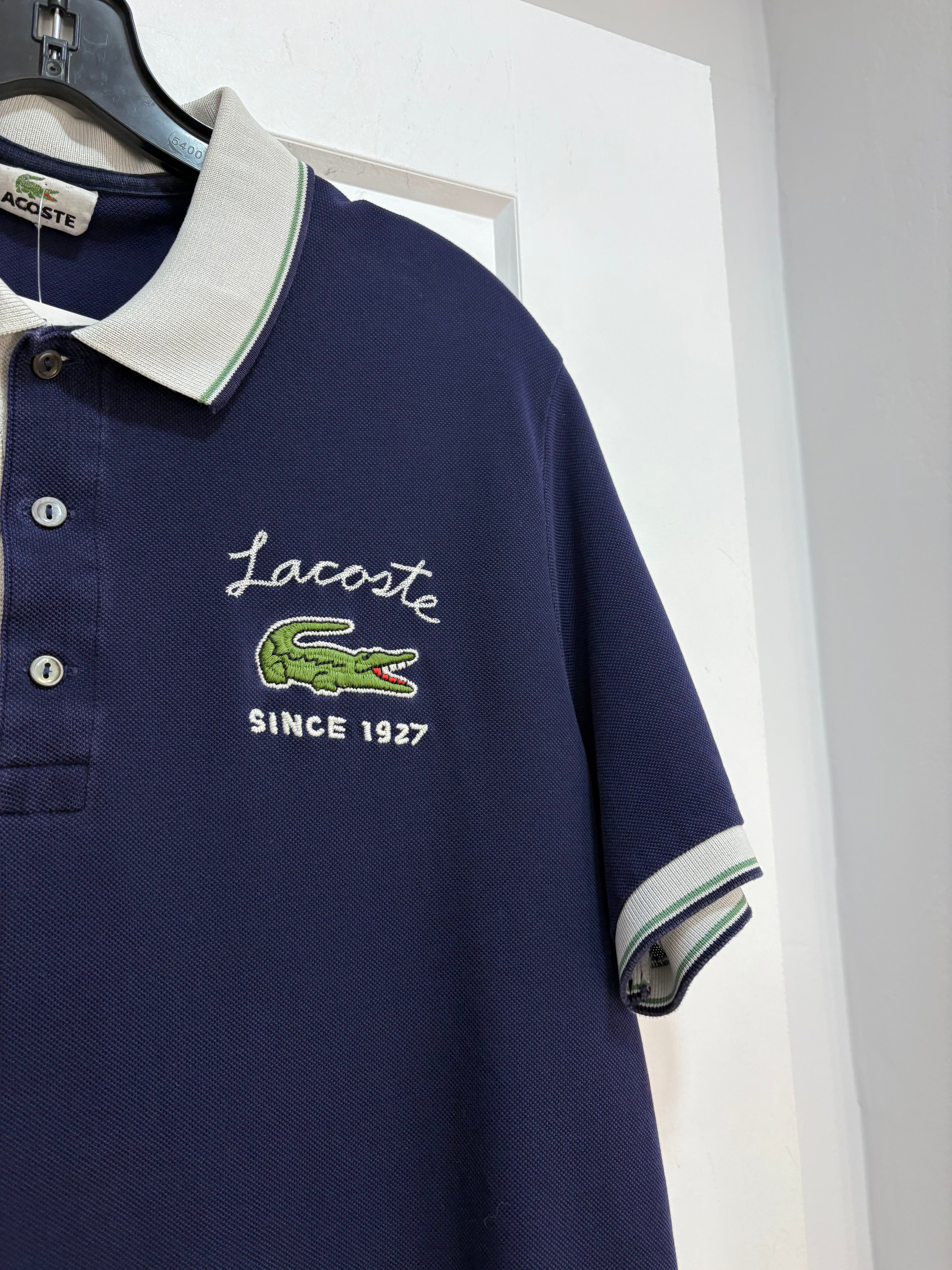 Lacoste Navy big alligator polo - size L