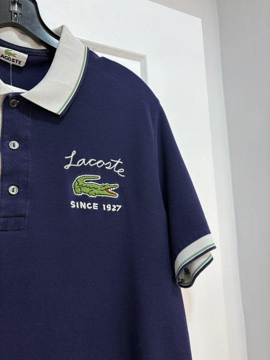Lacoste Navy big alligator polo - size L