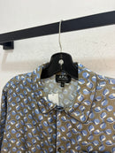 APC silver silky button up - size L
