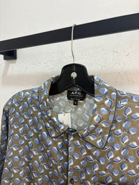 APC silver silky button up - size L