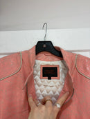 Y2k oscar leopold pink crackled leather racer jacket - size M