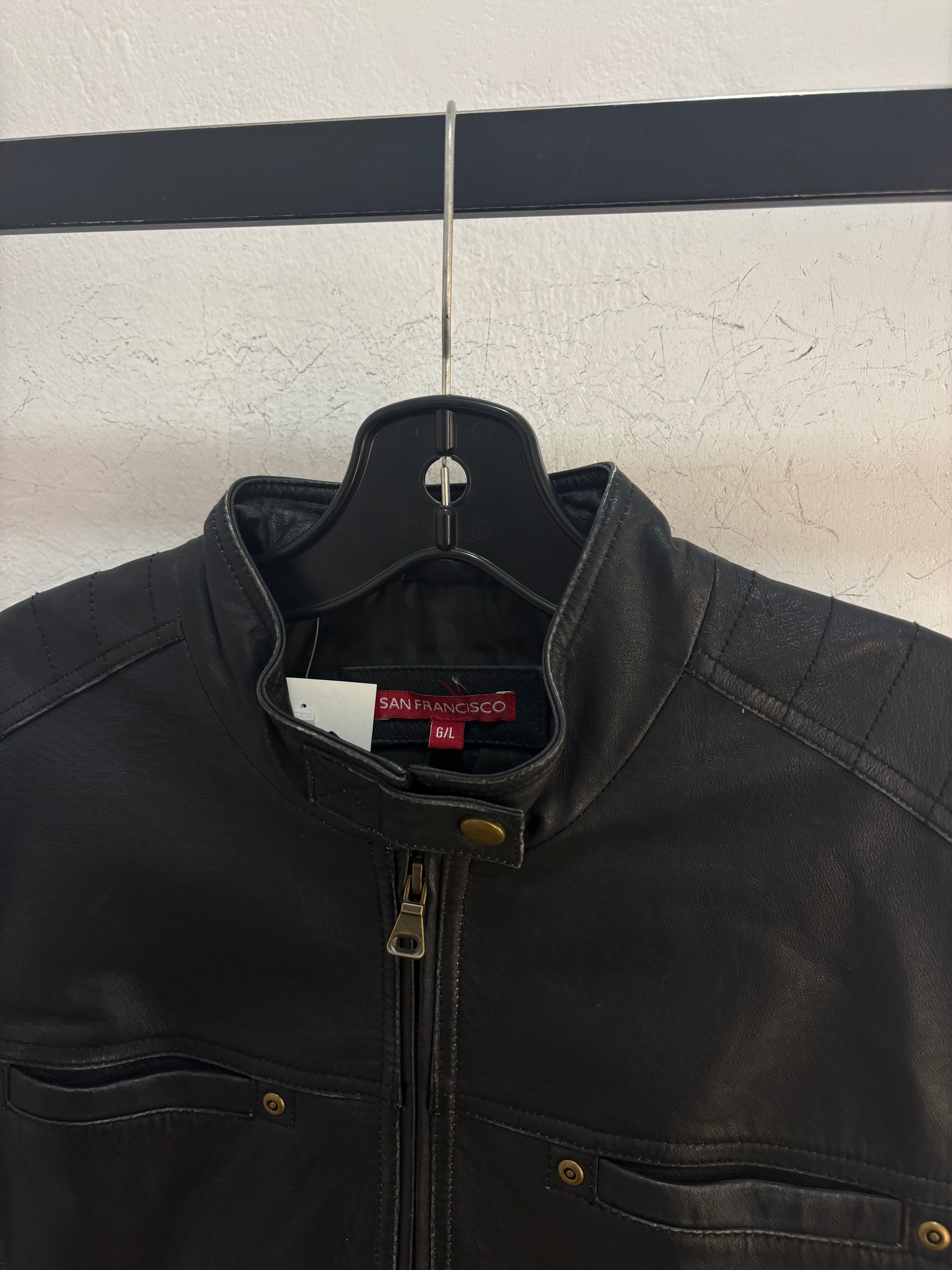Y2k San Fransisco leather biker jacket - size L