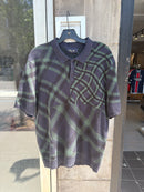 Dime green/navy knit polo - size L