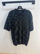 Dime green/navy knit polo - size L