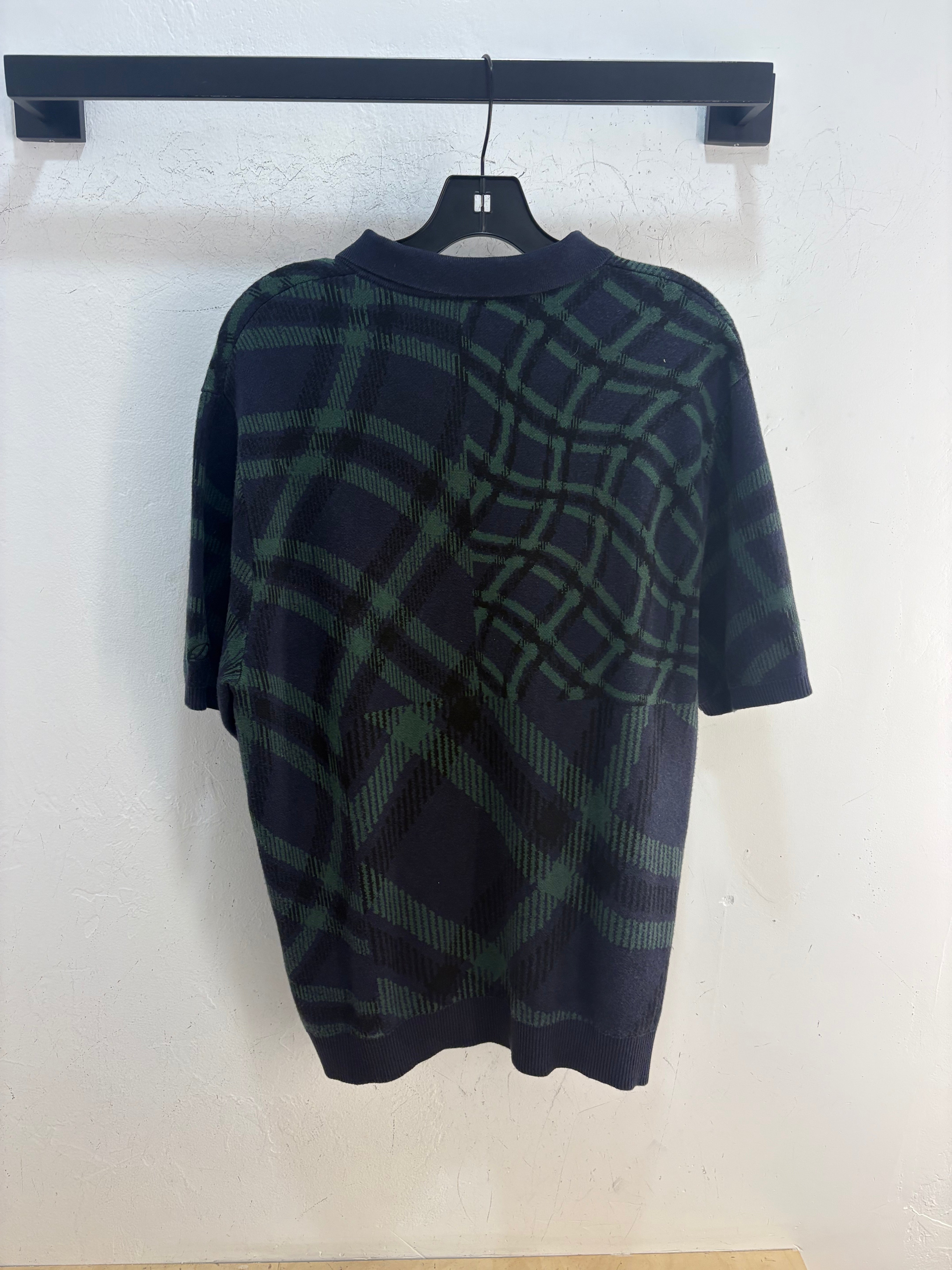 Dime green/navy knit polo - size L