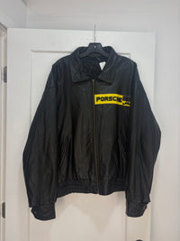 90s Porsche black leather jacket - size XXL