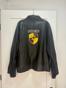 90s Porsche black leather jacket - size XXL