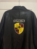 90s Porsche black leather jacket - size XXL