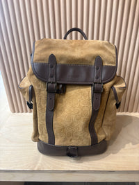 Coach monogram "C" caramel suede backpack