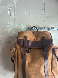 Coach monogram "C" caramel suede backpack