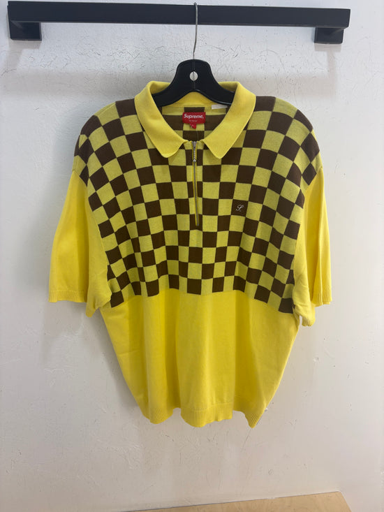 Supreme yellow checkboard polo - size L