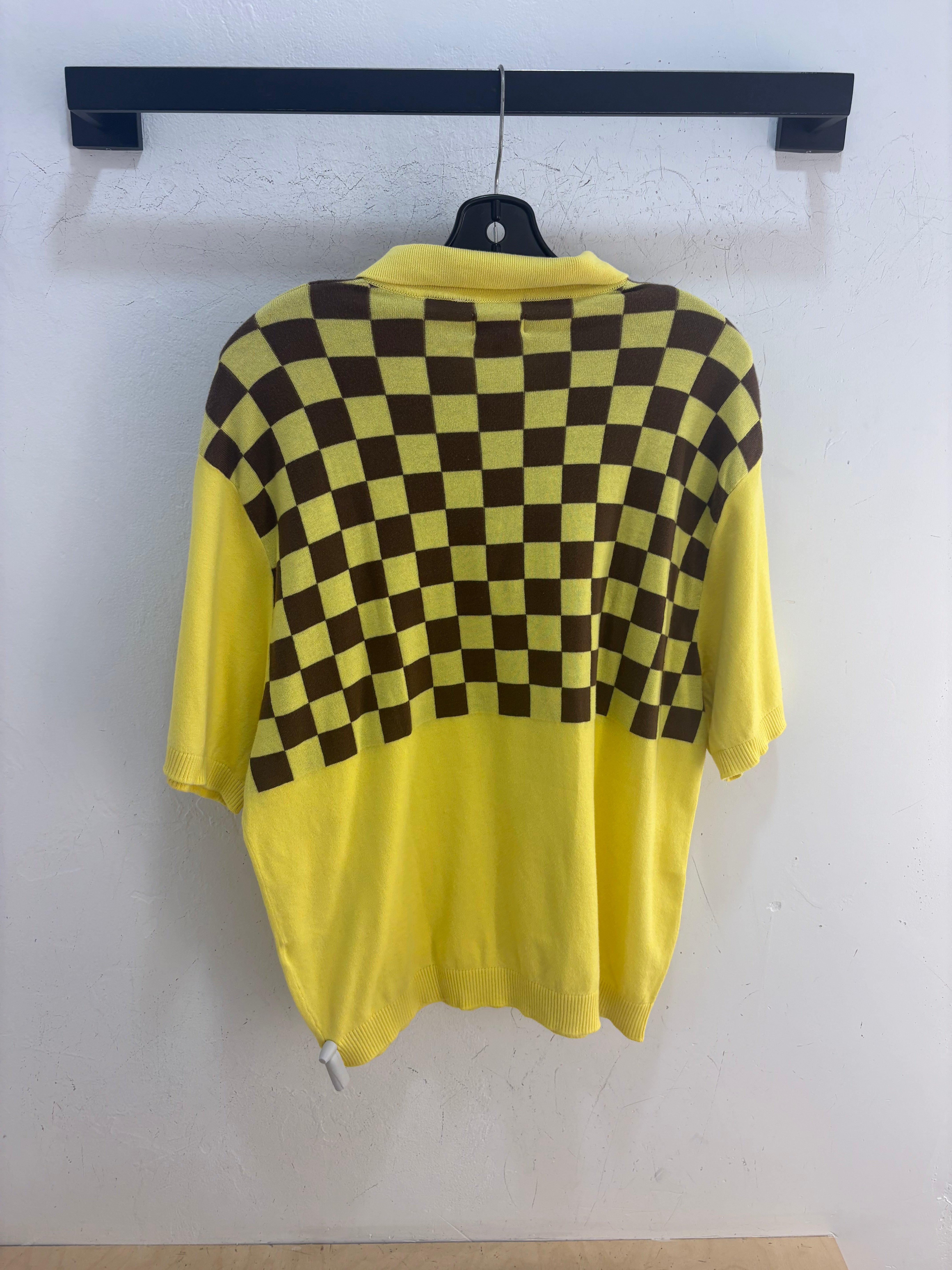 Supreme yellow checkboard polo - size L