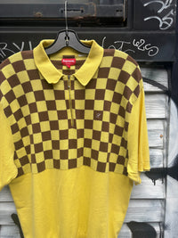 Supreme yellow checkboard polo - size L