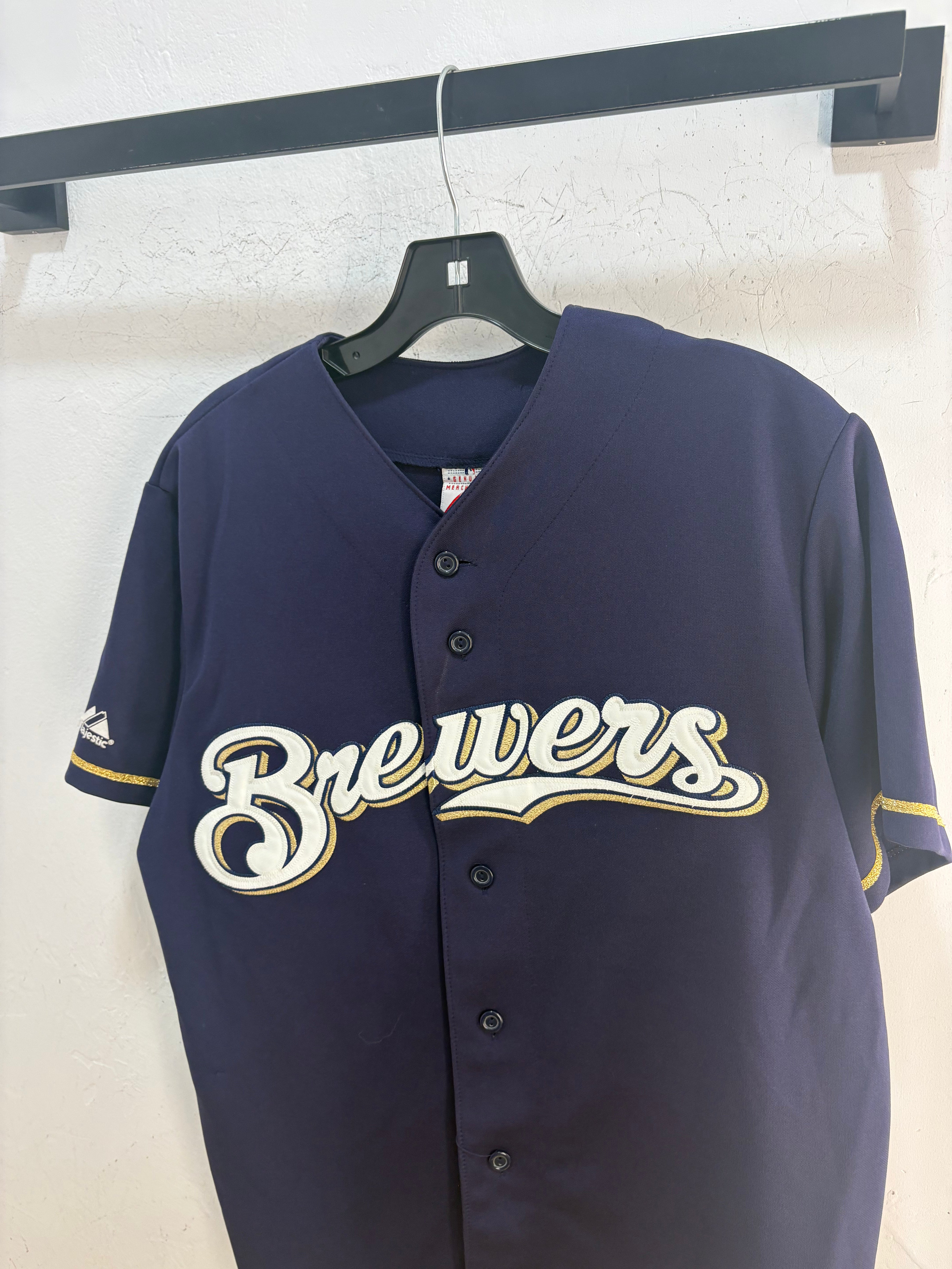 90s brewers navy/gold jersey - size M
