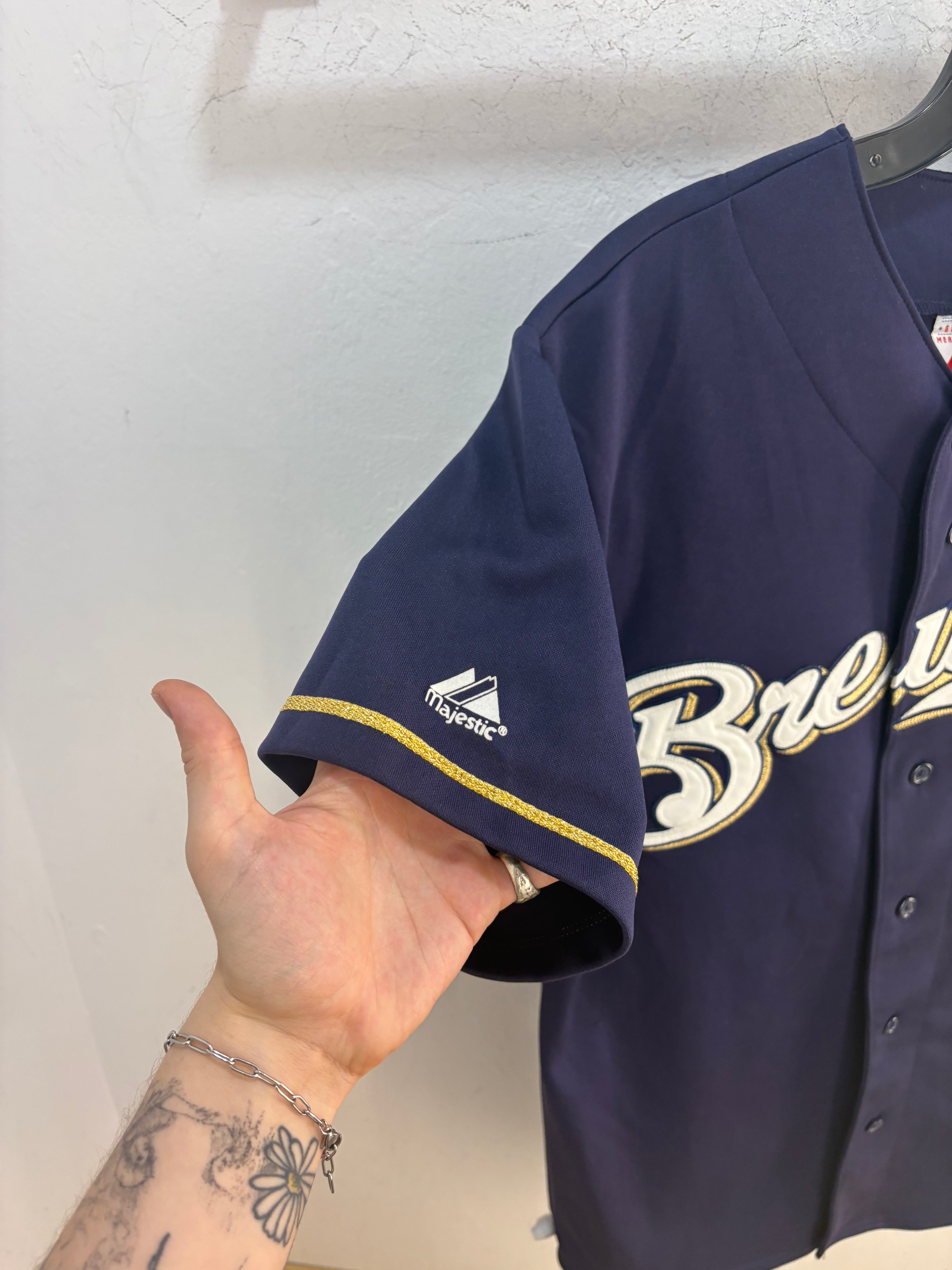 90s brewers navy/gold jersey - size M