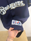 90s brewers navy/gold jersey - size M