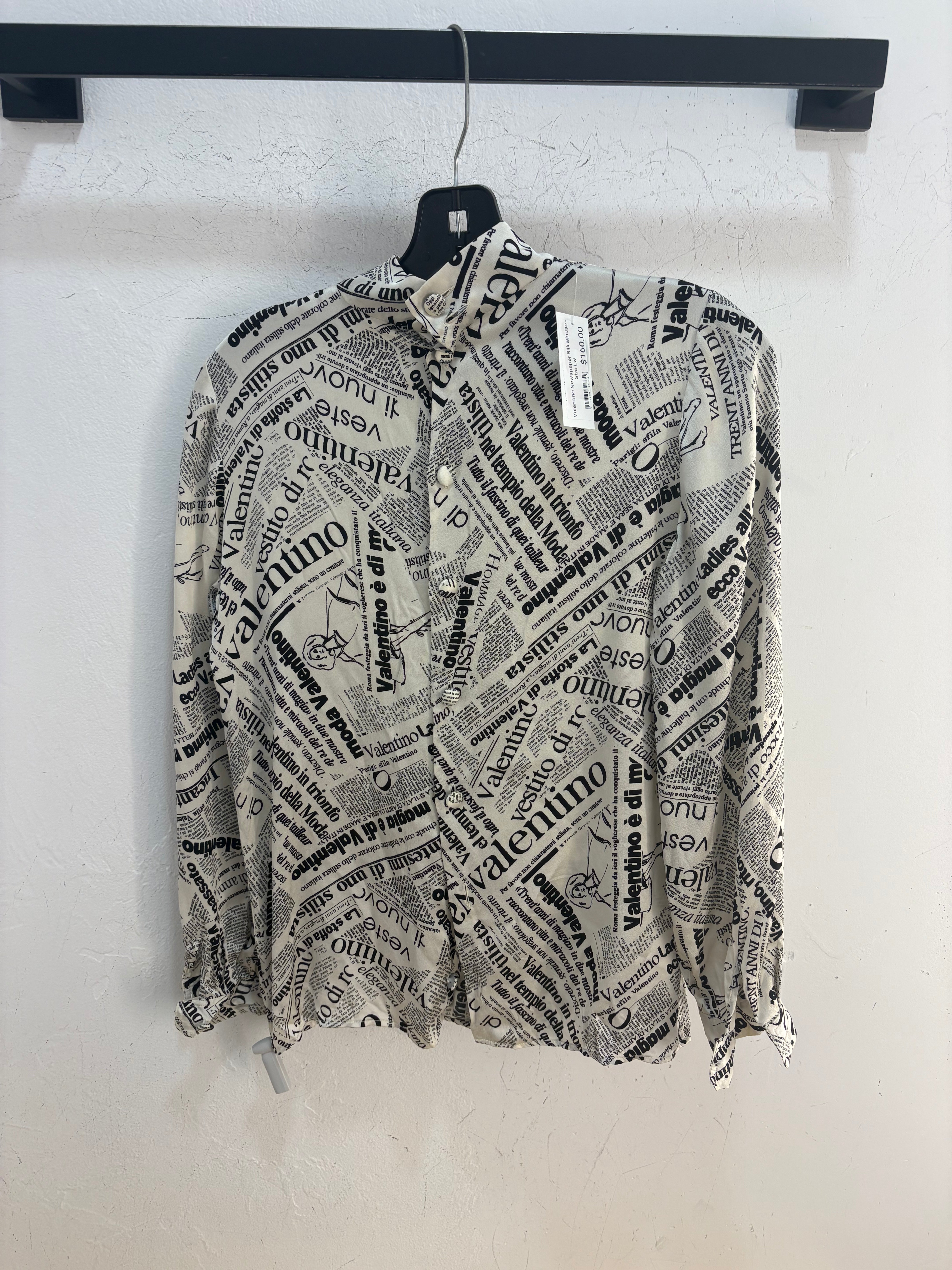 Valentino newspaper silk blouse - size L womens