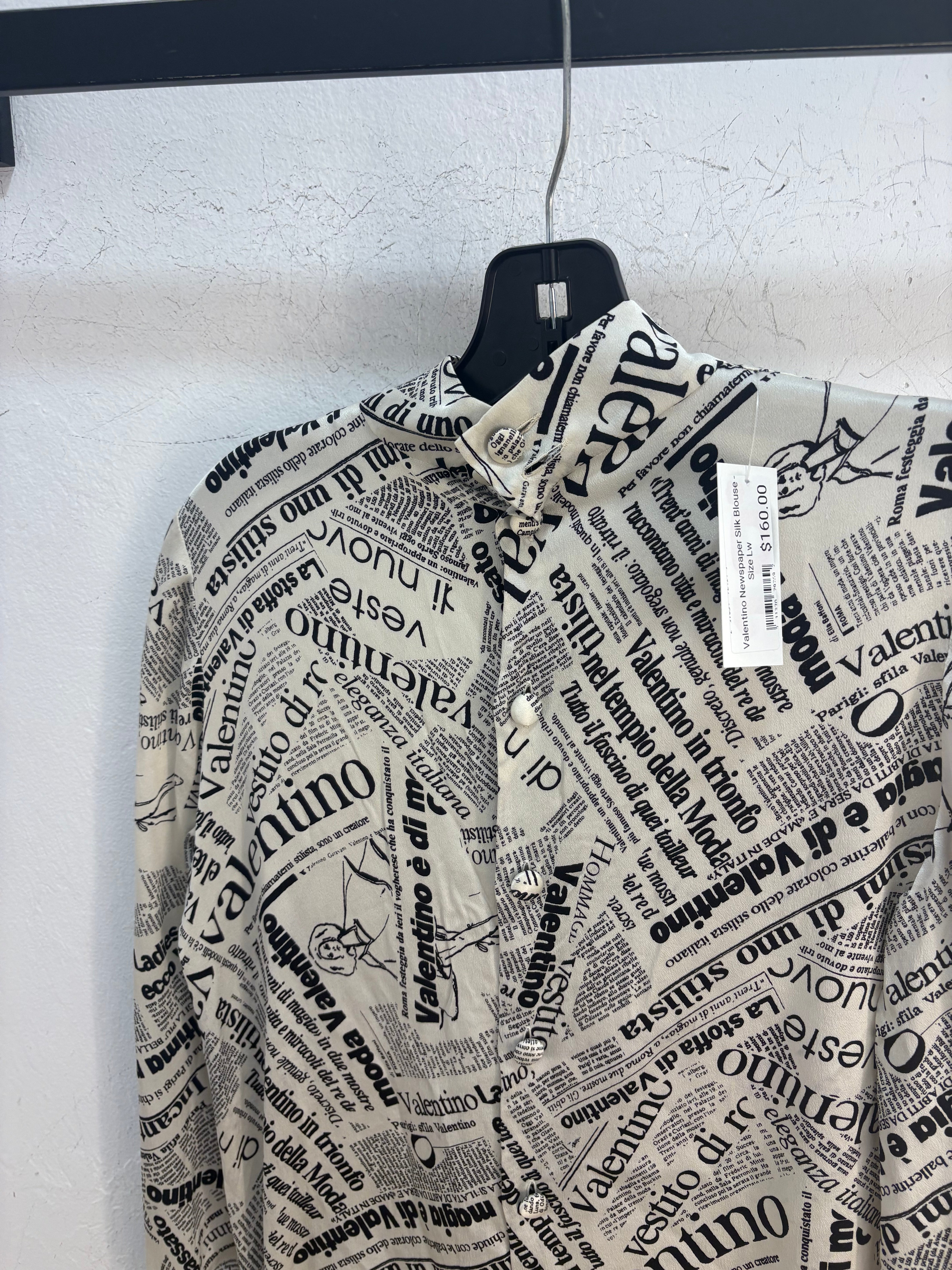Valentino newspaper silk blouse - size L womens