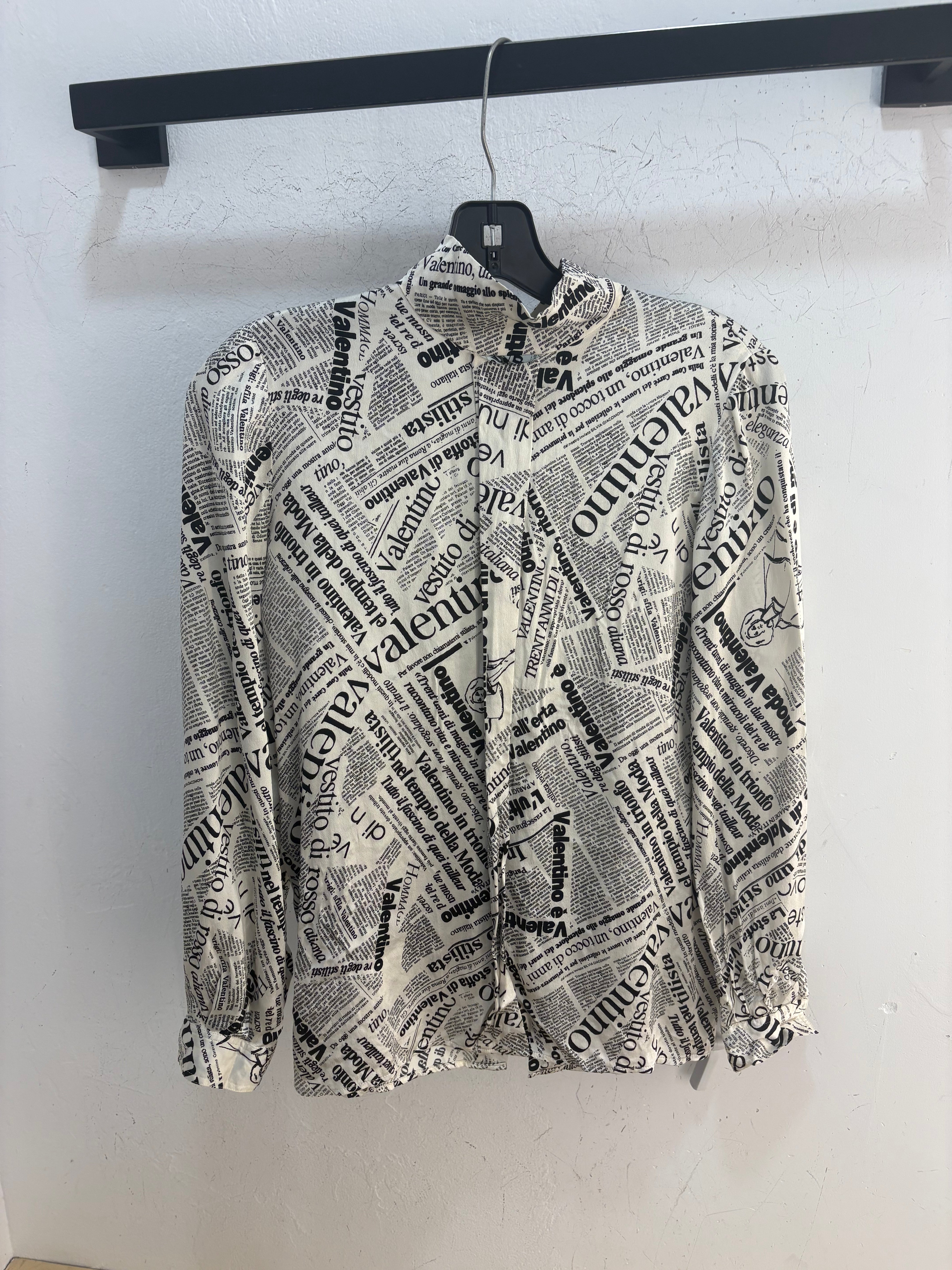 Valentino newspaper silk blouse - size L womens