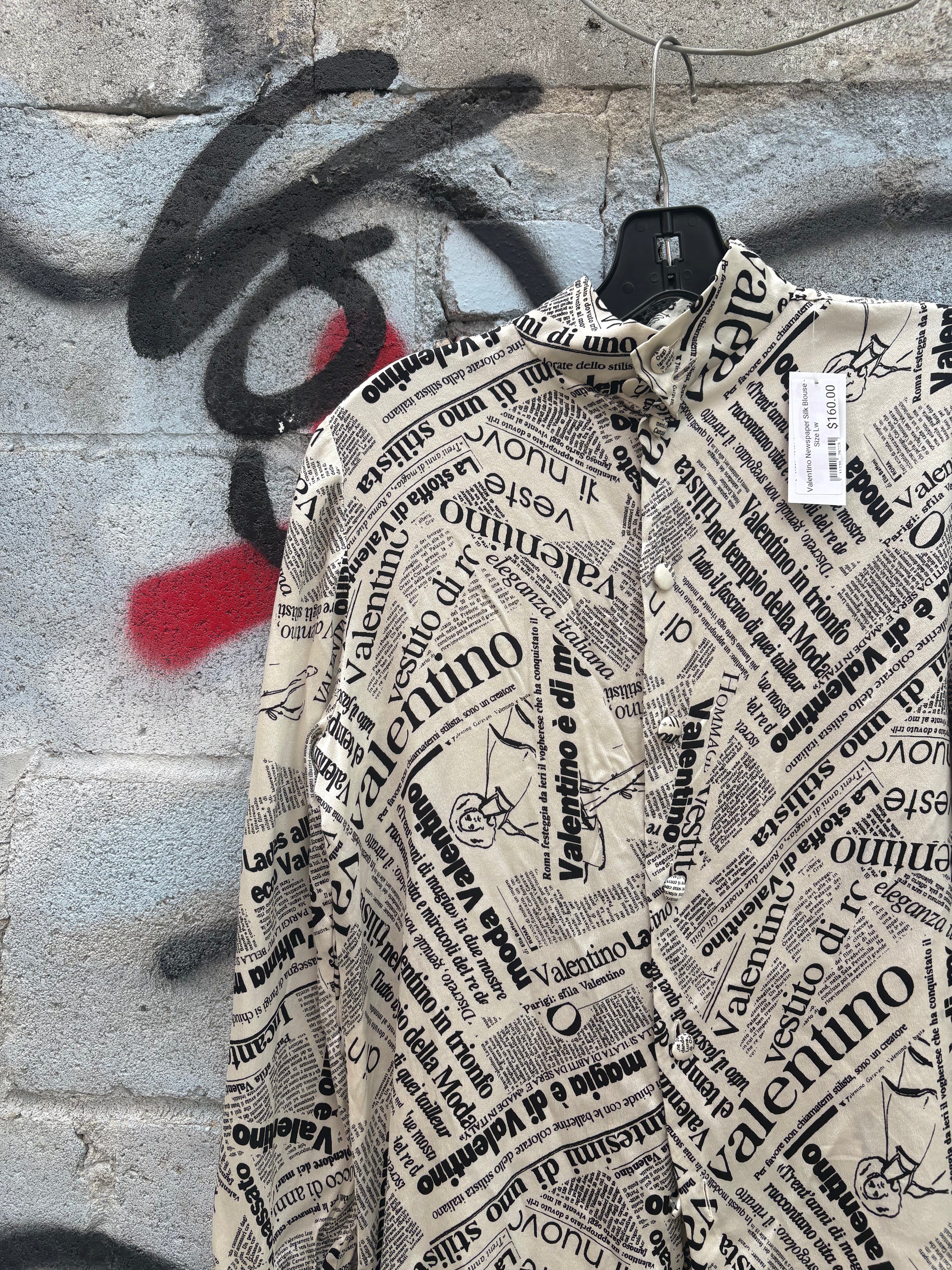 Valentino newspaper silk blouse - size L womens