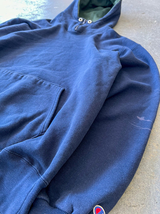 90s Champion Neck Zip Navy Hoodie