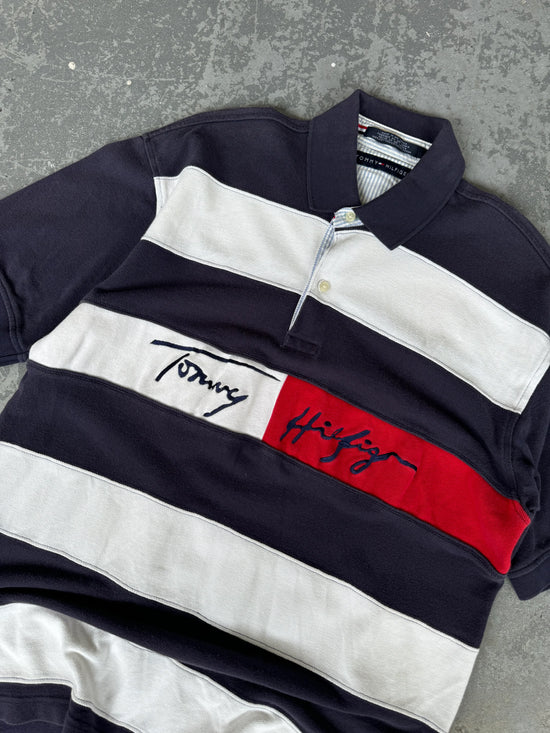 Y2K Tommy Hilfiger embroidered logo polo - Sz L