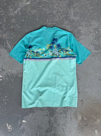 Y2K Turquoise palm beach Shirt - Sz M