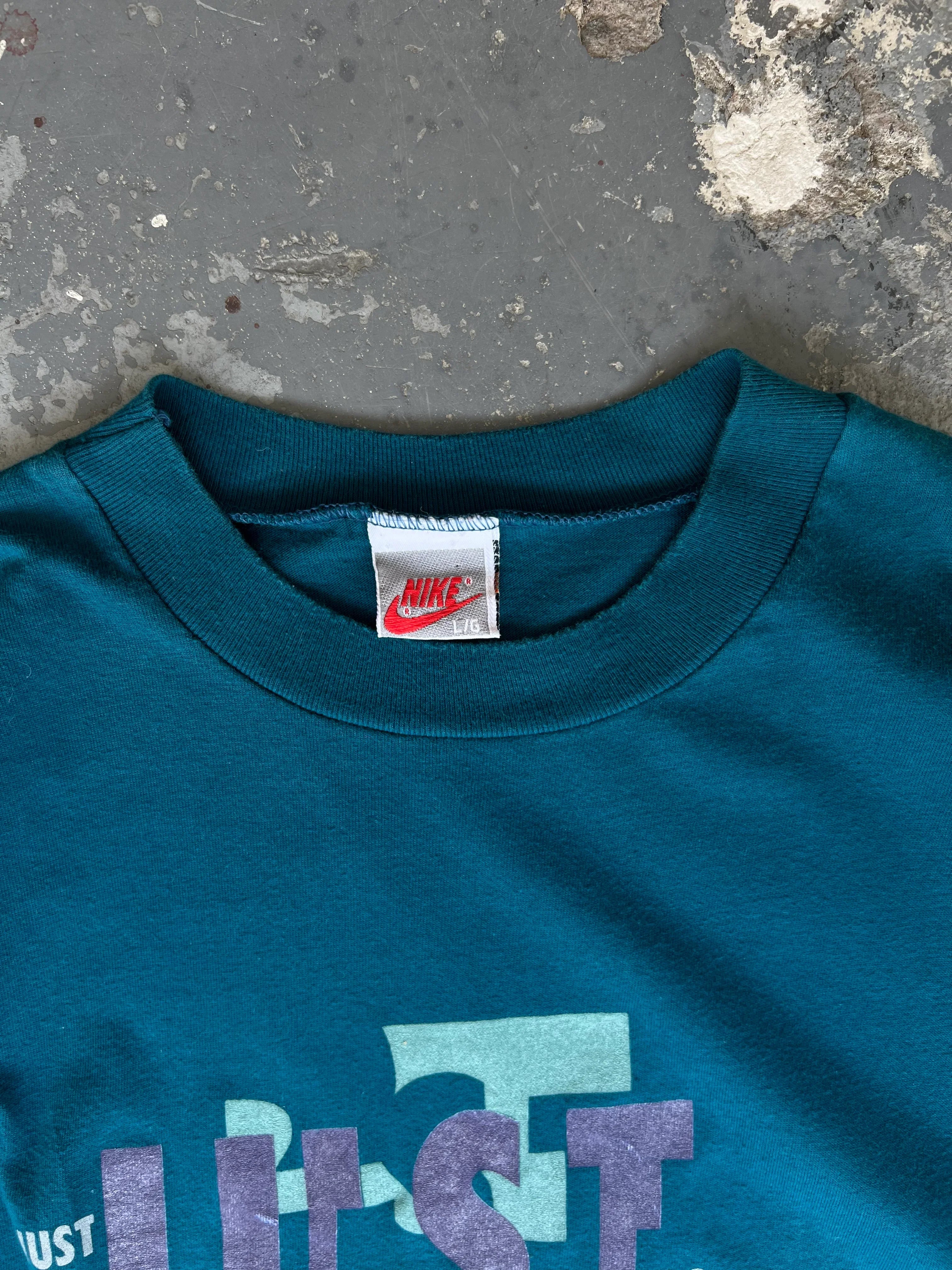 90s Nike Just do it Teal Tee - Sz L