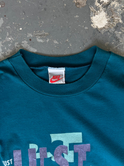 90s Nike Just do it Teal Tee - Sz L