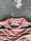 Obey Pink stripes logo Shirt - Sz M